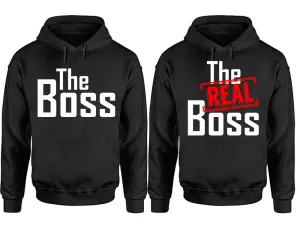 The Boss & The Real Boss Couple Pullover Hoodies – Unisex Premium 4-Piece Set | Men’s & Women’s Designs Sold Separately