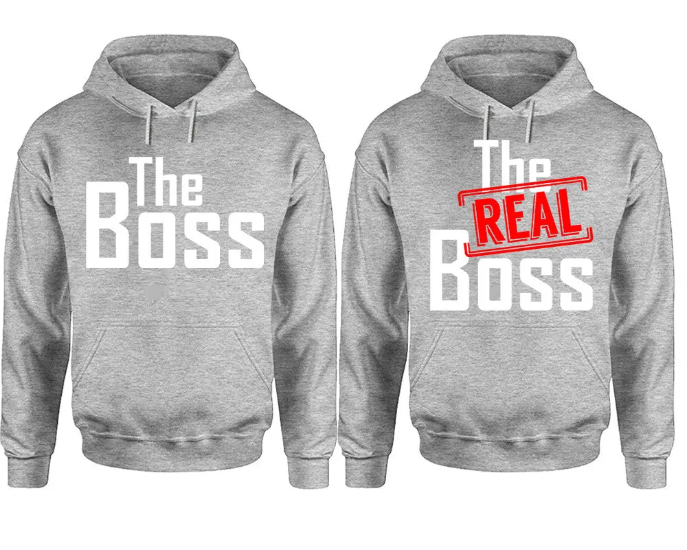 The Boss & The Real Boss Couple Pullover Hoodies – Unisex Premium 4-Piece Set | Men’s & Women’s Designs Sold Separately