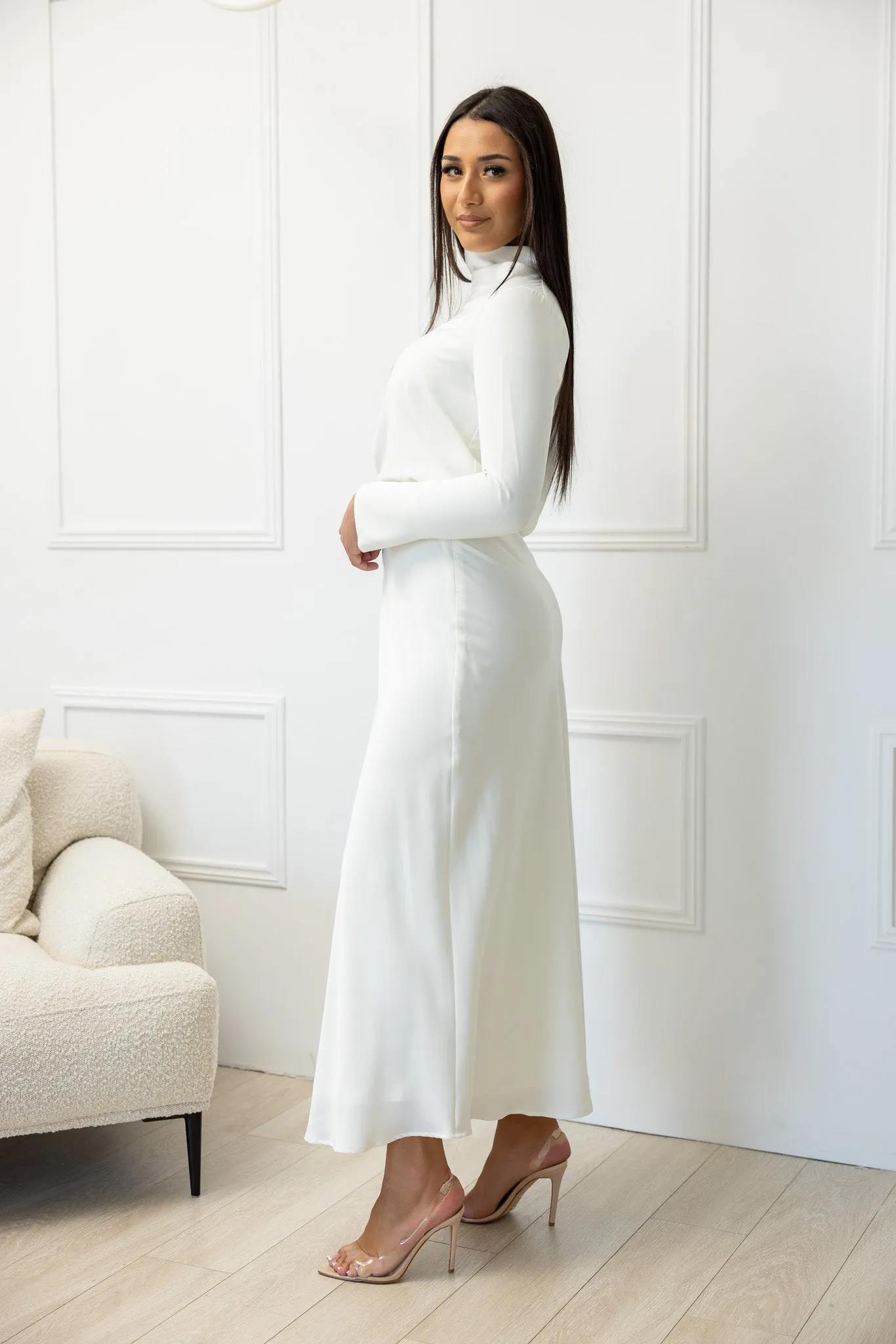 The Crescent Modish Satin Skirt - Light Shades