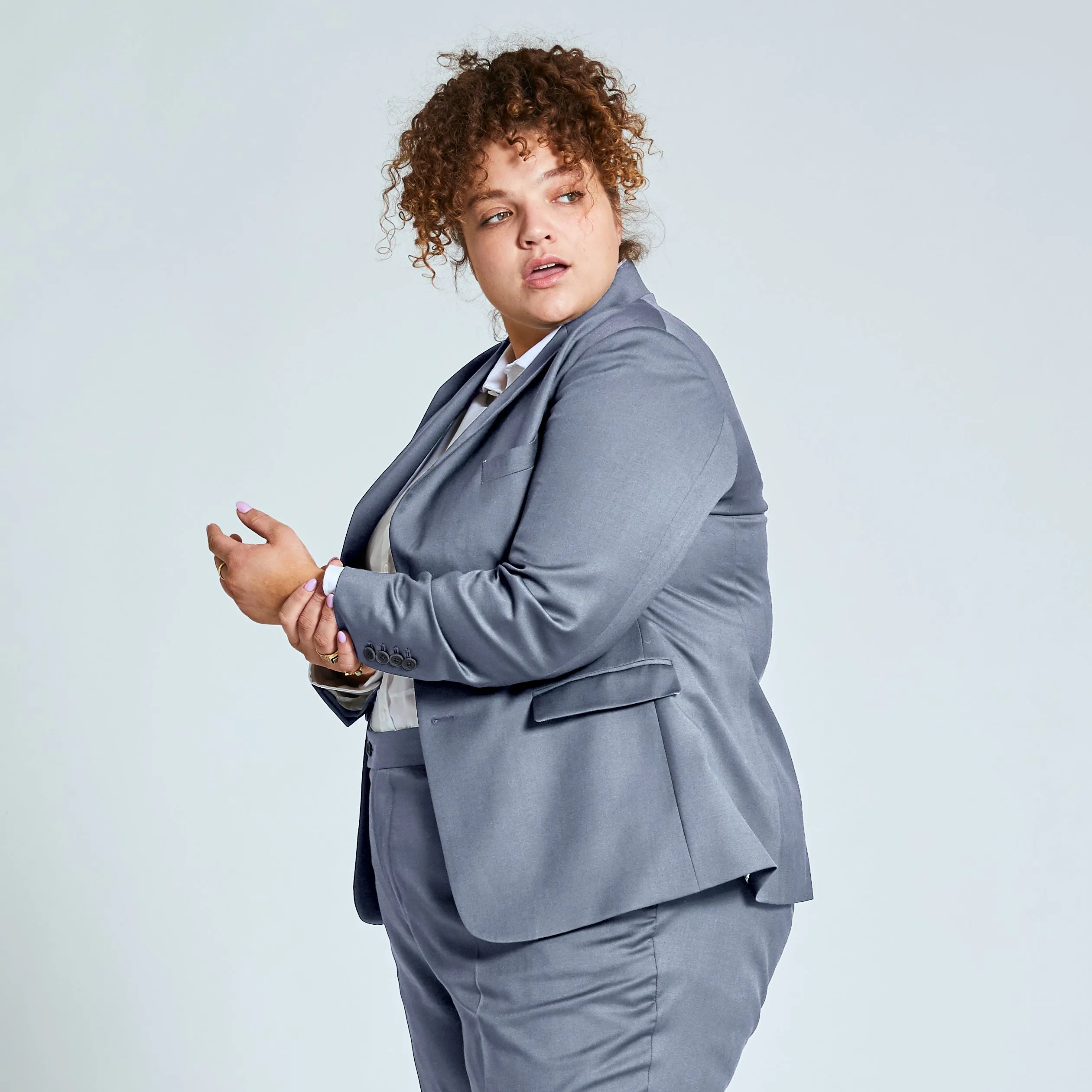 The Georgie Light Gray Suit Blazer - Extended Sizes