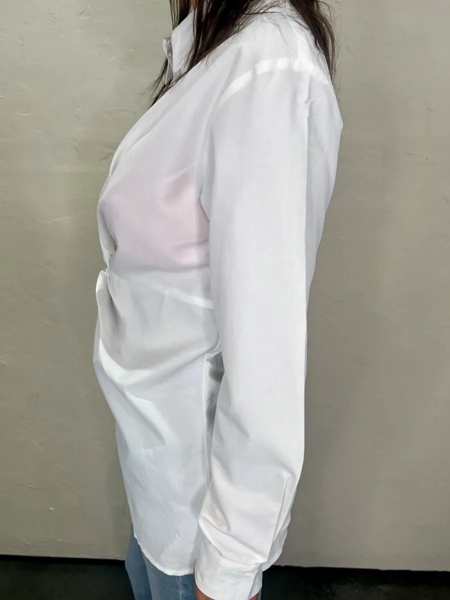 Twist Up Button Down - White