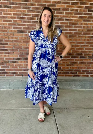 Umgee Tropical Ruffle Maxi Dress