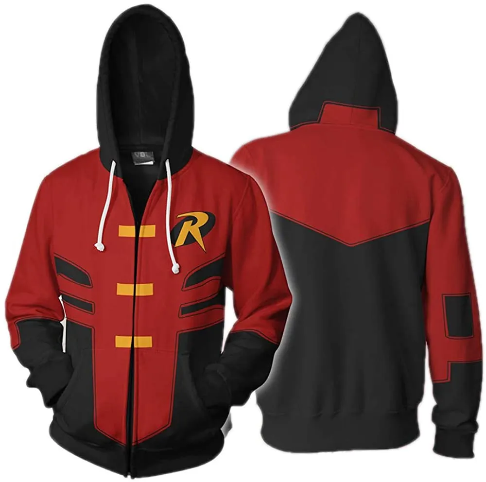 Unisex Adult Robin Tim Drake 3D Anime Cosplay Zip Hoodie