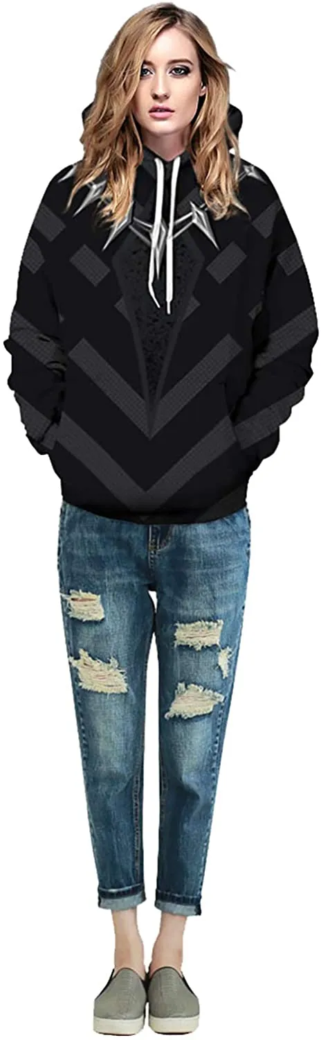 Unisex Fashion Black Panther Printed Pullover Hoodies Hooded Sweatshirts