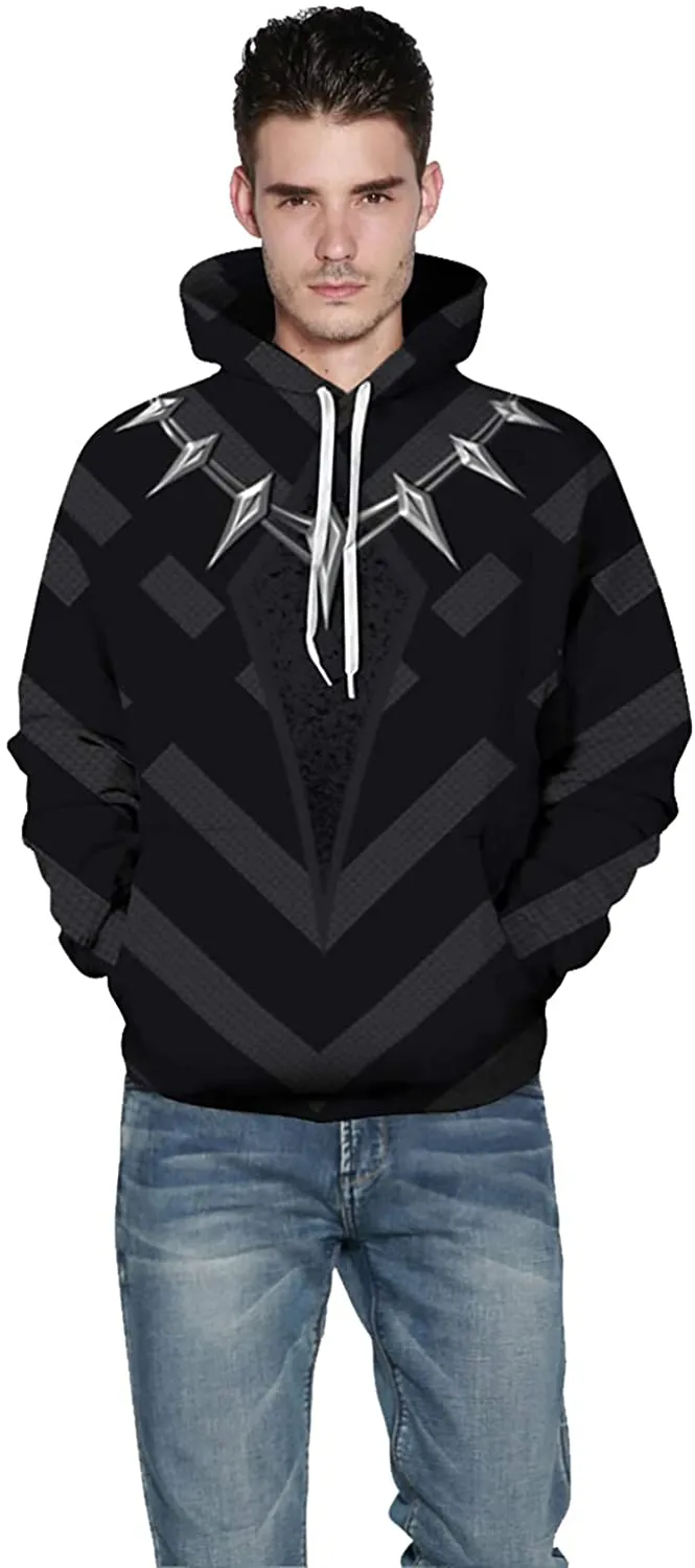 Unisex Fashion Black Panther Printed Pullover Hoodies Hooded Sweatshirts