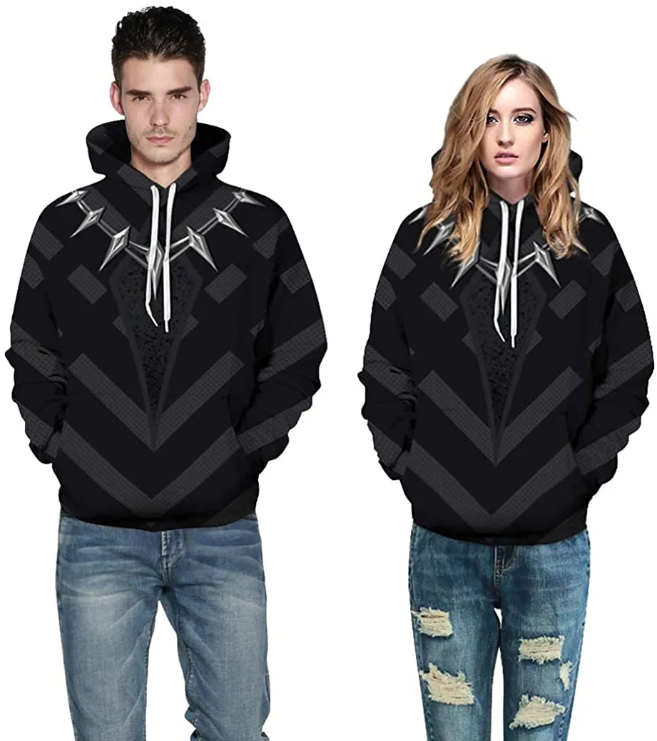 Unisex Fashion Black Panther Printed Pullover Hoodies Hooded Sweatshirts
