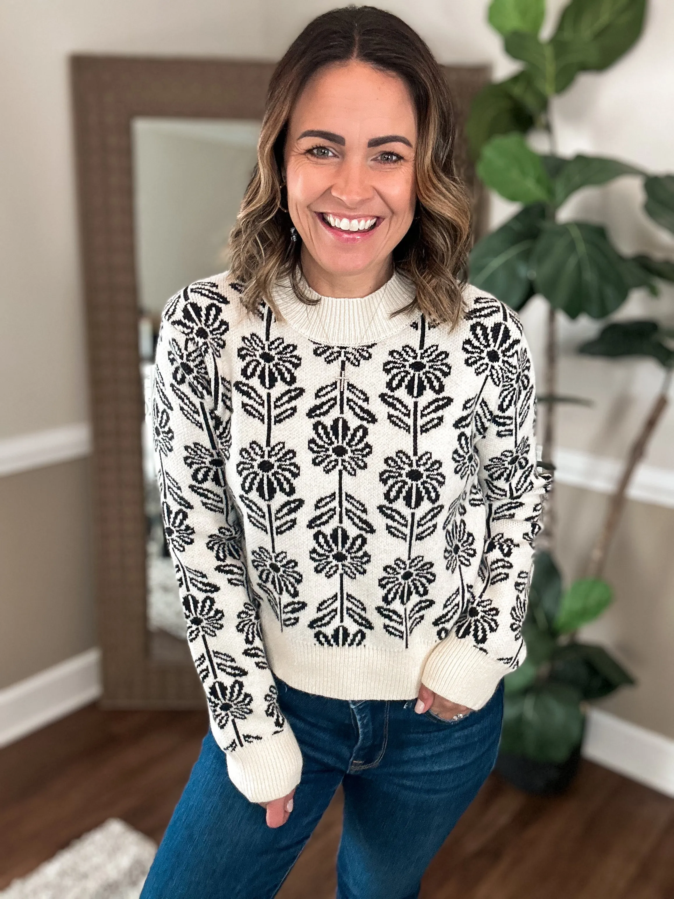 Winter Floral Pullover