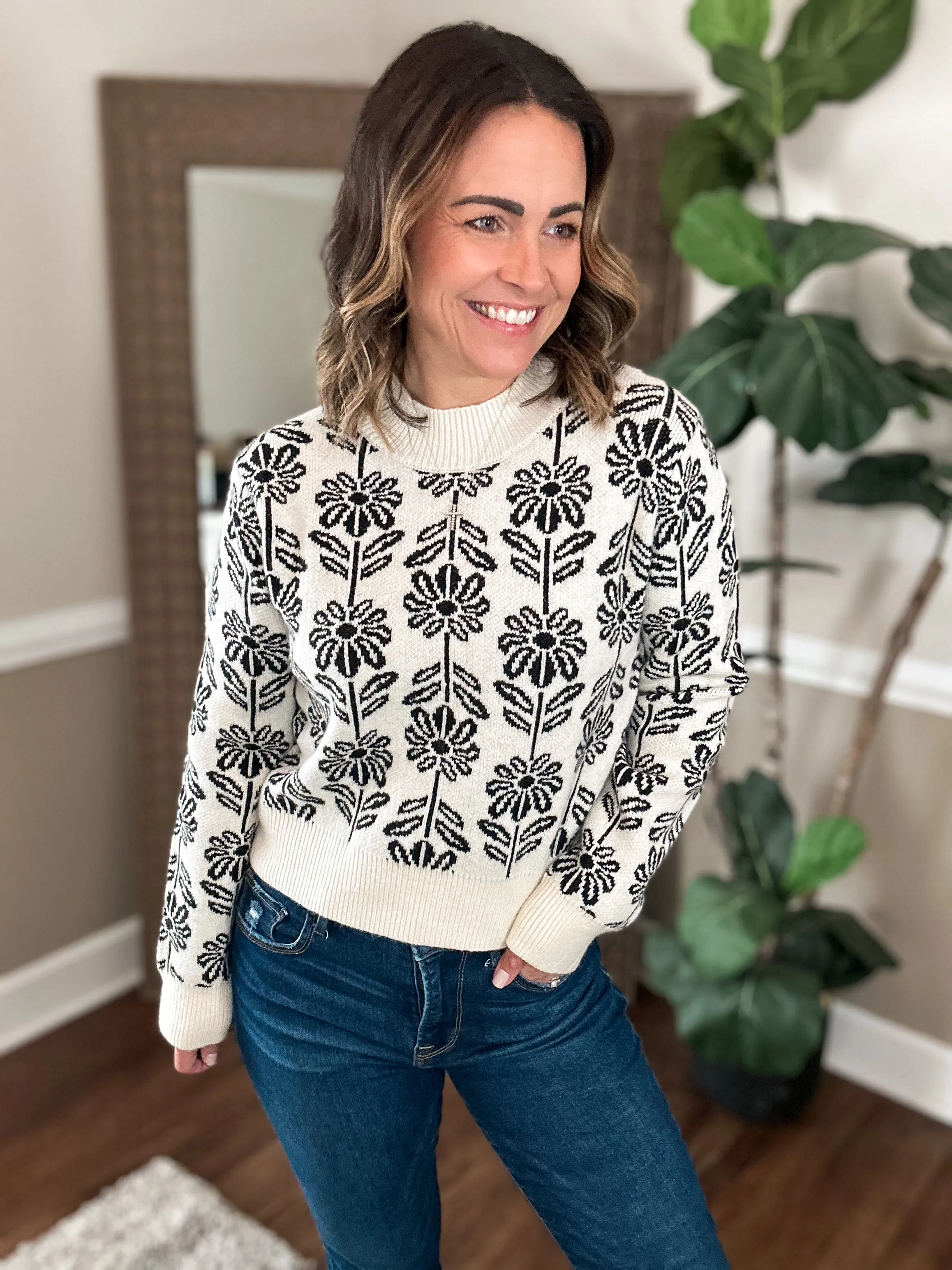 Winter Floral Pullover