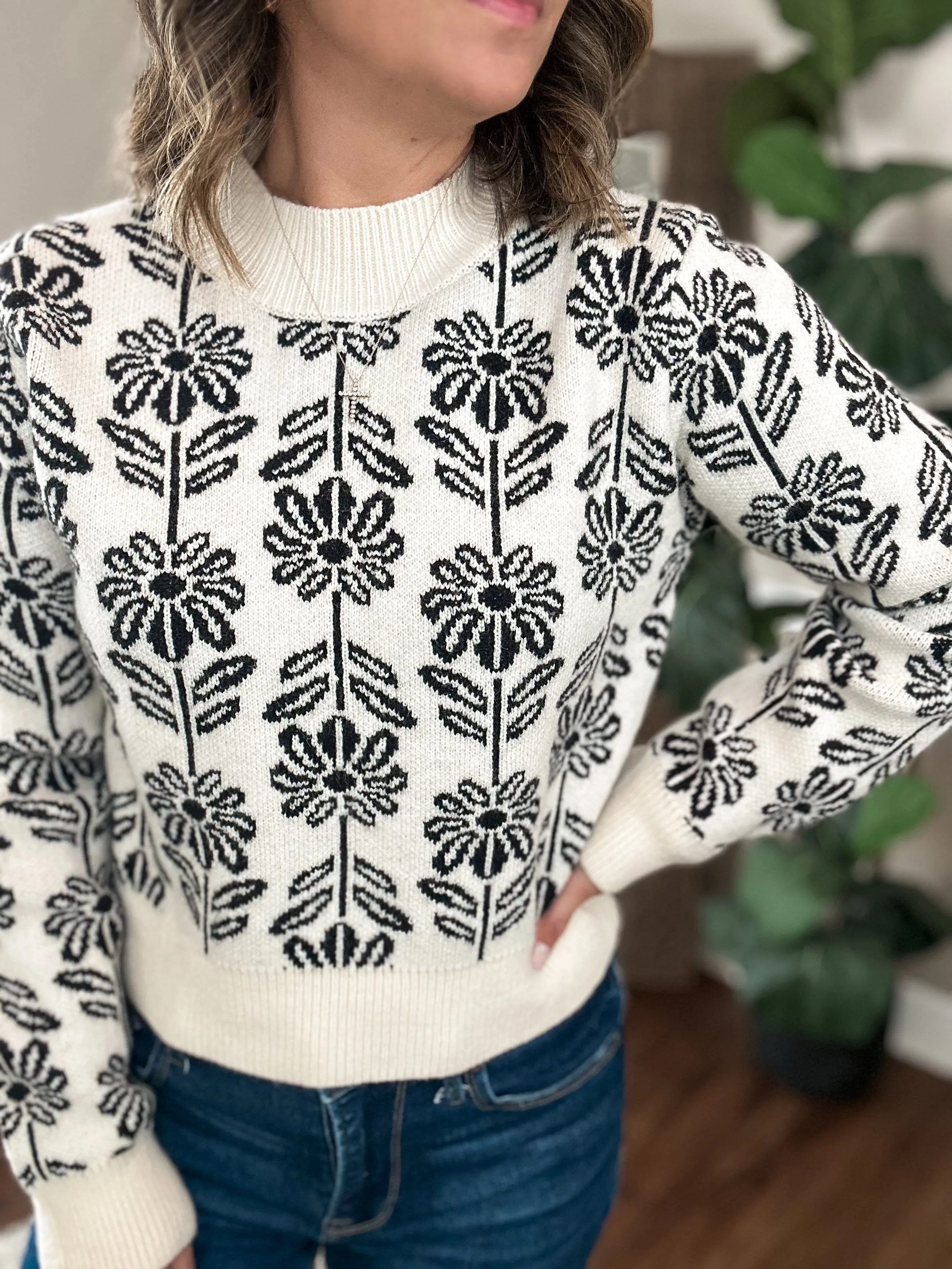Winter Floral Pullover