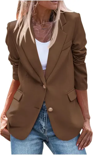 Womens Blazer Single Breasted Open Front Jacket Long Sleeve Lapel Collar Casual Blazers Work Office Suit Outerwear