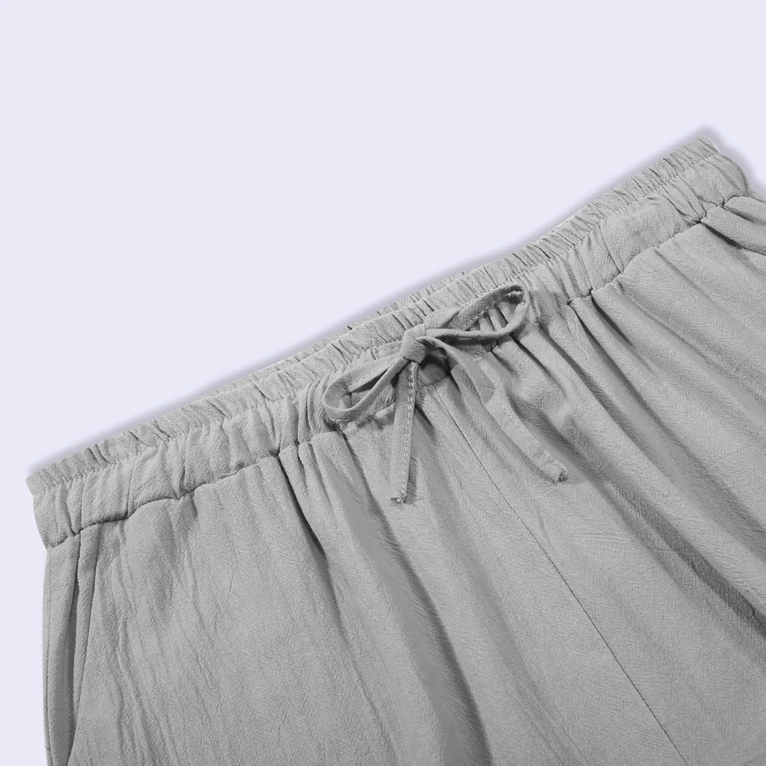 Women's Linen Pants Casual Summer Loose Fit Solid Color Boho Plus Size High Waist Linen Pants Straight Trousers with Pockets