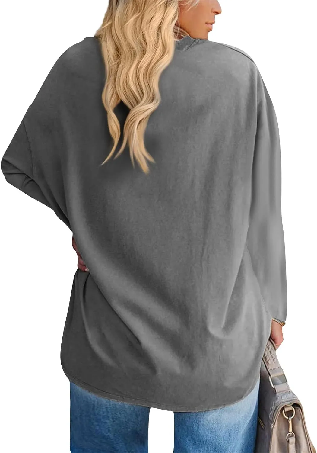 Womens Long Sleeve Tops Oversized V Neck Sweatshirts Casual Trendy Shirts Fall Winter Clothes 2024