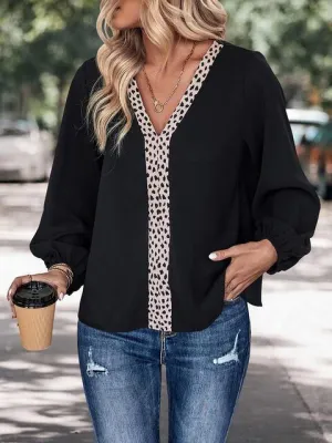 Work And Play V Neck Balloon Sleeve Blouse